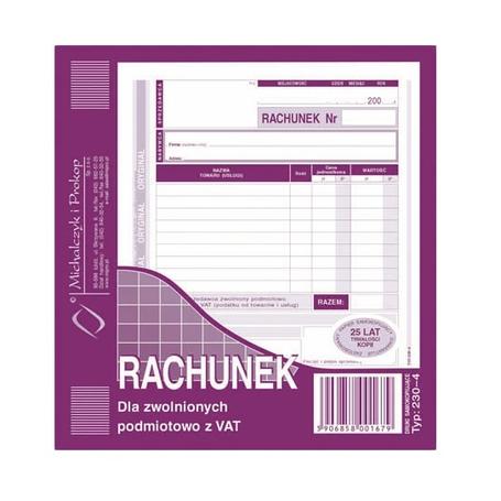 Druk Rachunek 2/3 A5 dla zw.z VAT 230-4