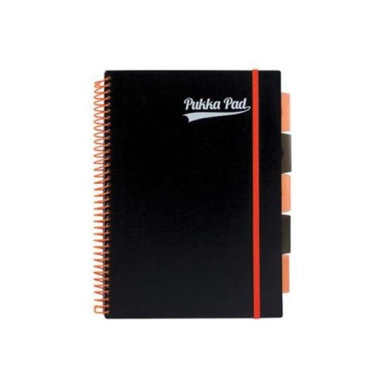 Kołozeszyt A4 100k PUKKA PAD Project Book PP NEON - czarny z pomarańczową gumką