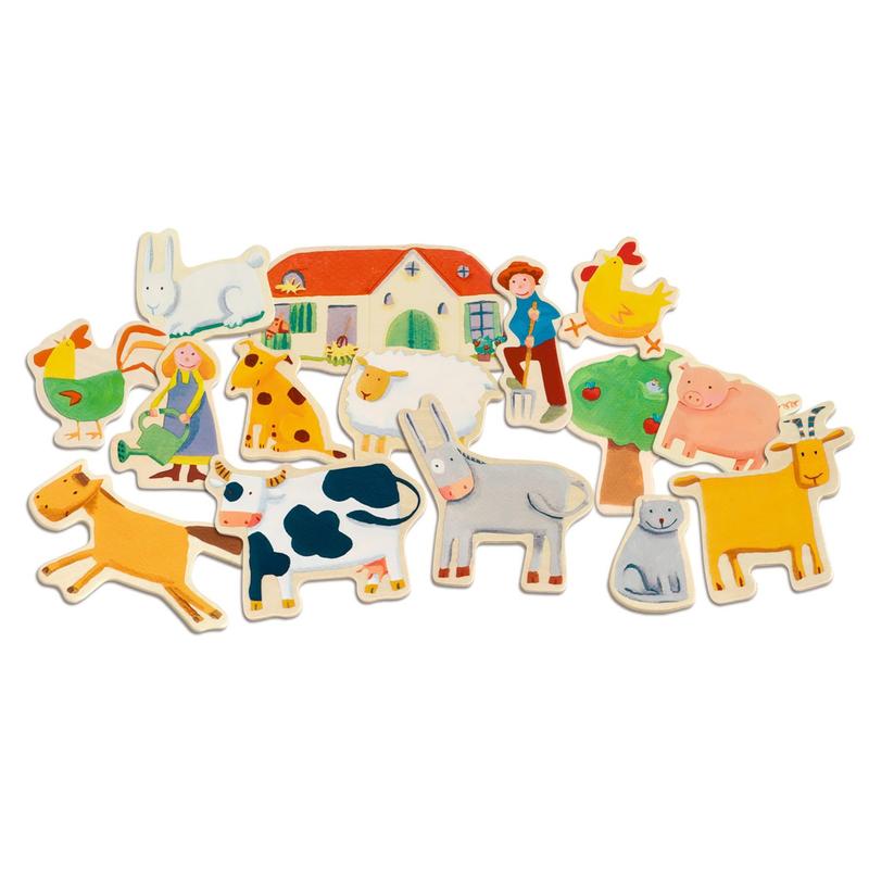 DJECO Drewniana układanka magnetyczna MOTYWY Z FARMY DJ03110