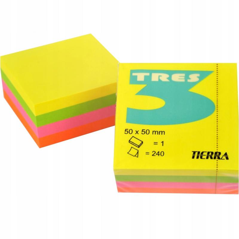 Notes samoprzylepny 50x50  TRES neon - 240 kartek