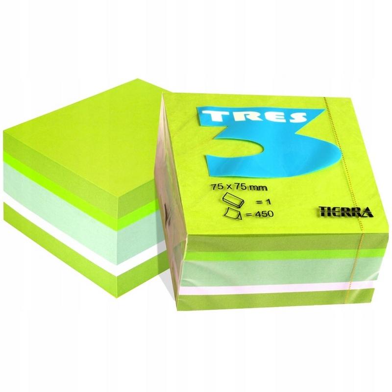 Notes samoprzylepny 75x75  TRES fluo Bazylia - 450 kartek