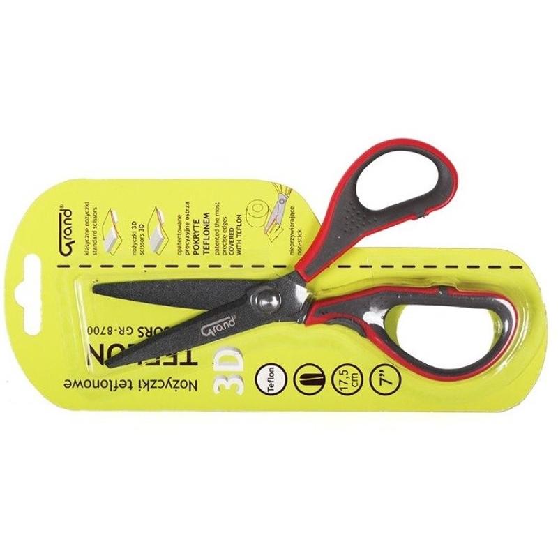 Nożyczki teflonowe GRAND GR-8700  17,5cm - czerwony uchwyt