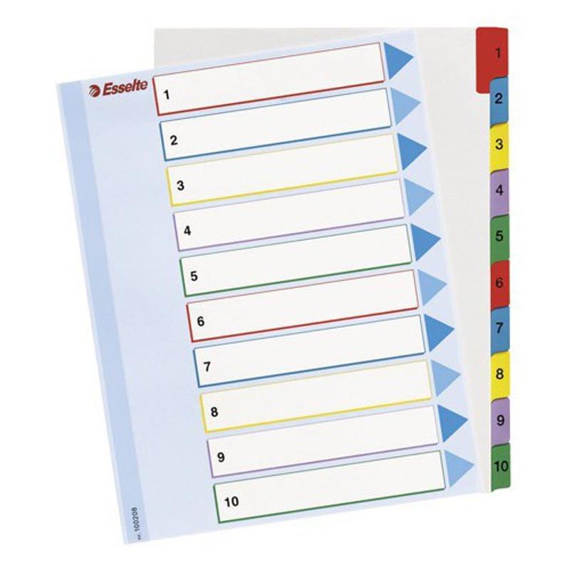 Przekładki do segregatora A4 1-10 ESSELTE 100193