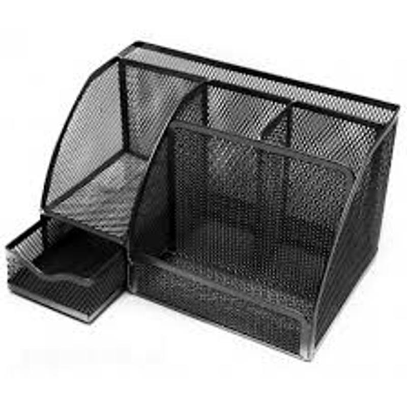 Przybornik metalowy na biurko wielofunkcyjny 6B czarny