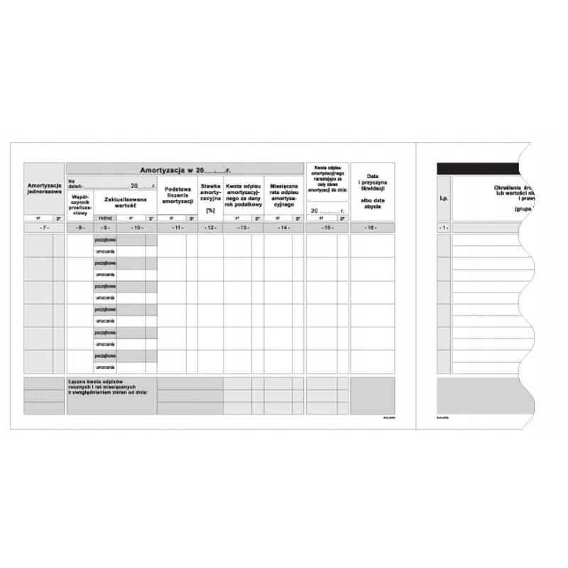 Druk Ewidencja środków trwałych A5 K8