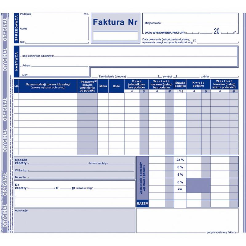 Druk Faktura 2/3 A4 102-2E