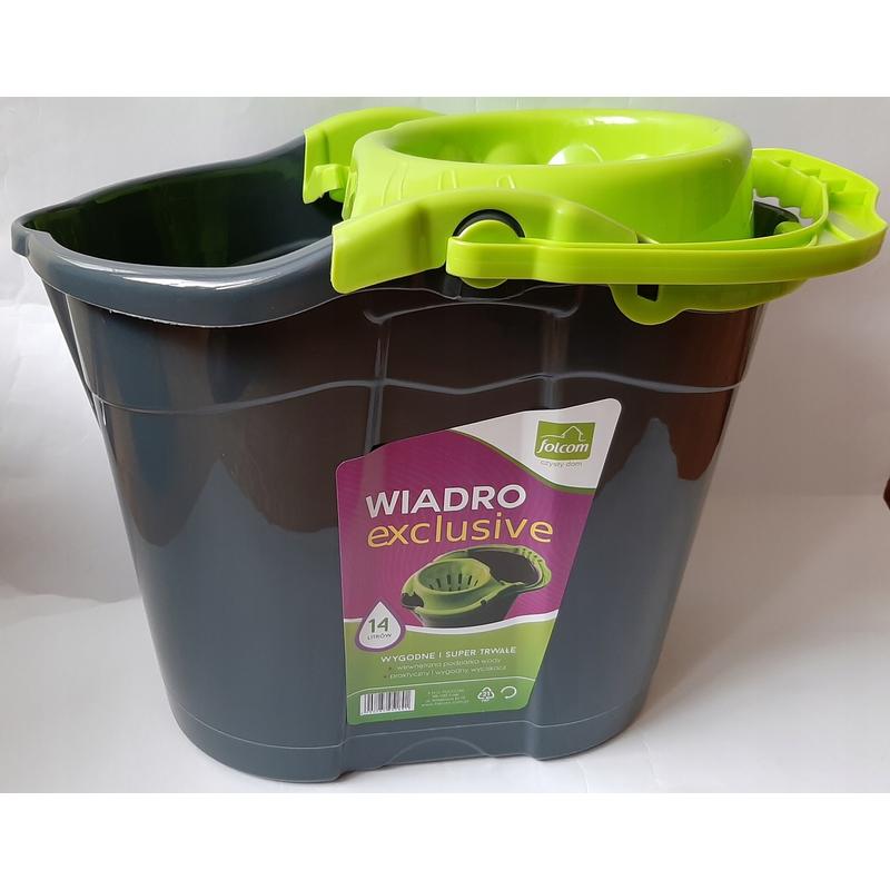 Wiadro plastikowe exclusive z wyciskaczem - 14l mix kolorów