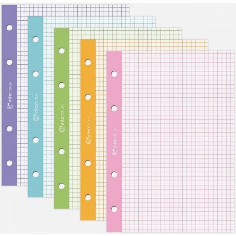 Wkład do segregatora A5 INTERDRUK 5 bloczków po 50k - kolorowe marginesy