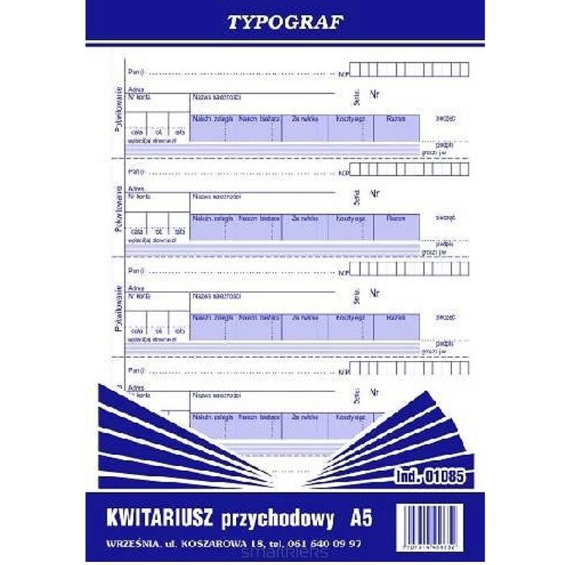 Druk Kwitariusz przychodowy A5  01085