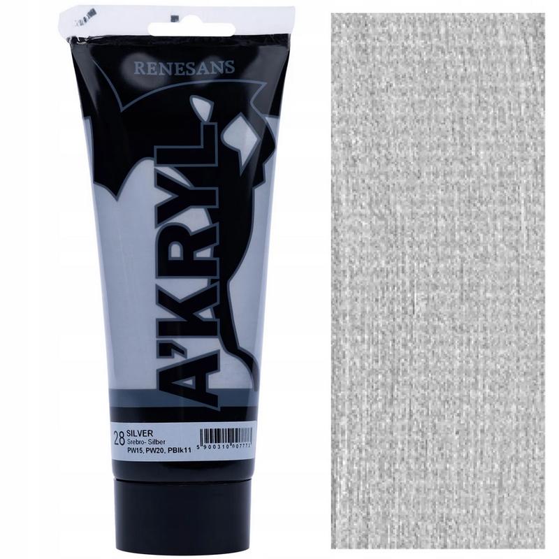 Farba akrylowa A’kryl RENESANS 200ml – srebrny