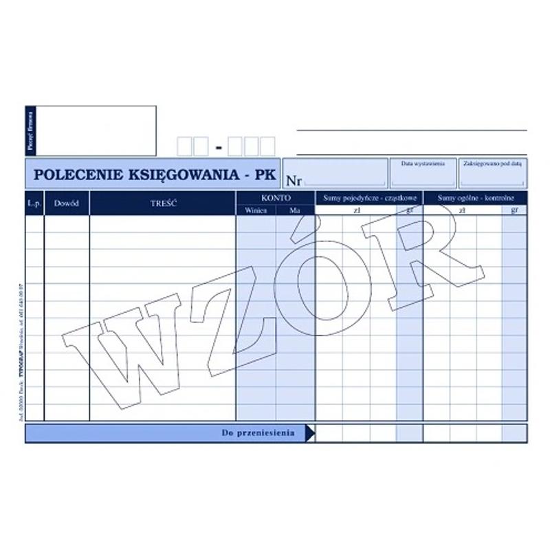 Druk PK polecenie księgowania A5 TYPOGRAF 02009