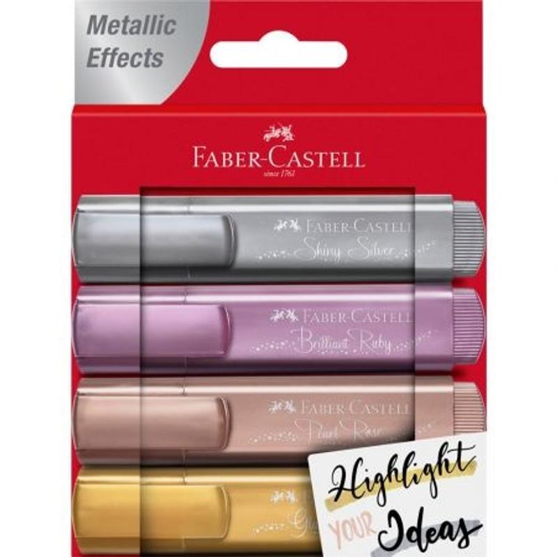 Zakreślacze Faber Castell metaliczne 4 sztuki