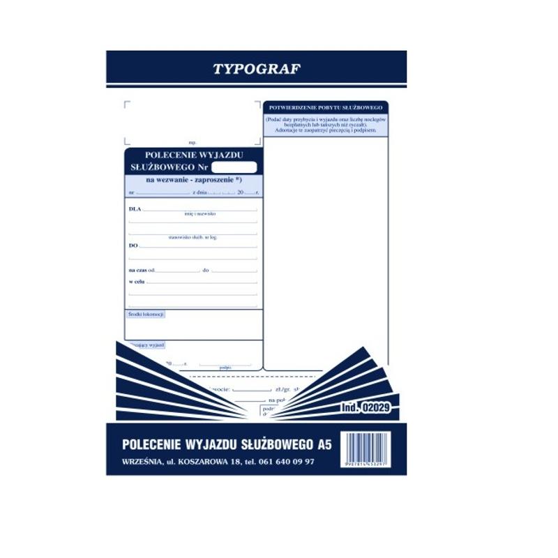 Druk Polecenie Wyjazdu Służbowego 02029 Typograf