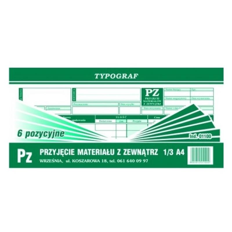 Druk PZ mały 01100 Typograf  1/3 A4