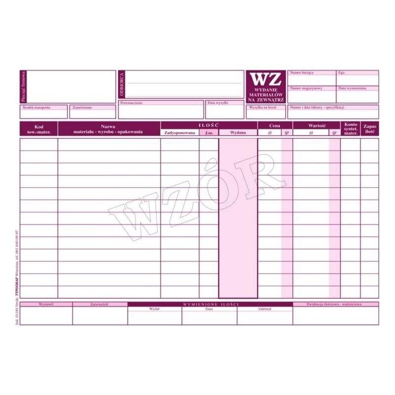 Druk WZ A5 01181 Typograf