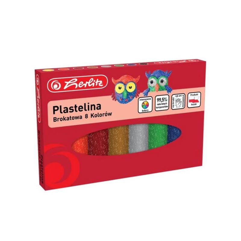 Plastelina   8 kolorów HERLITZ z brokatem