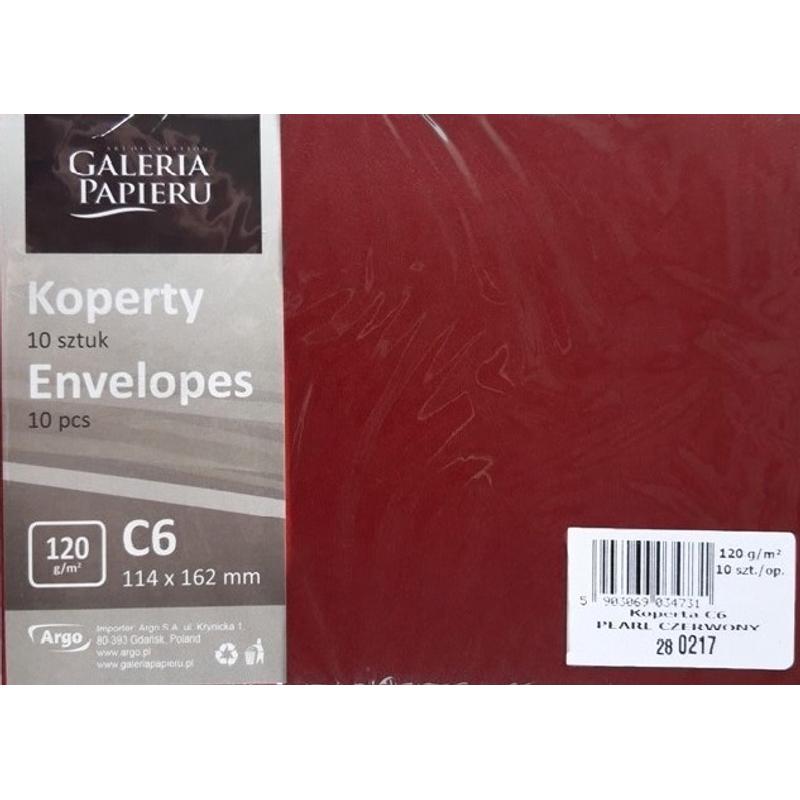 Koperta C6 Pearl Czerwony 150g 280238  a 10szt.