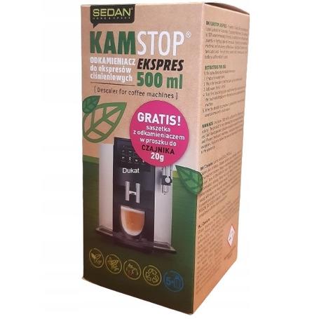 Odkamieniacz KAMSTOP do ekspresów  500ml + saszetka z odkamieniaczem do czajnika 20g GRATIS