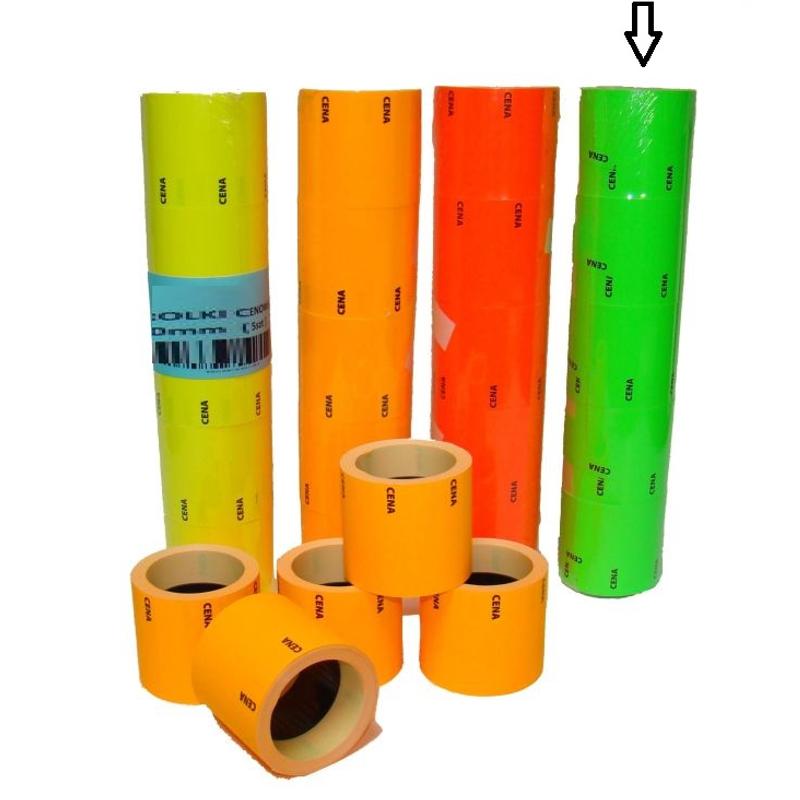 Metka cenowa DUŻA z napisem cena  48mm x 28mm  "B" zielona - a'5 rolek