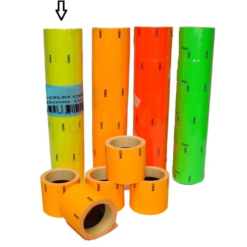 Metka cenowa DUŻA z napisem cena  48mm x 28mm  "B" żółta - a'5 rolek