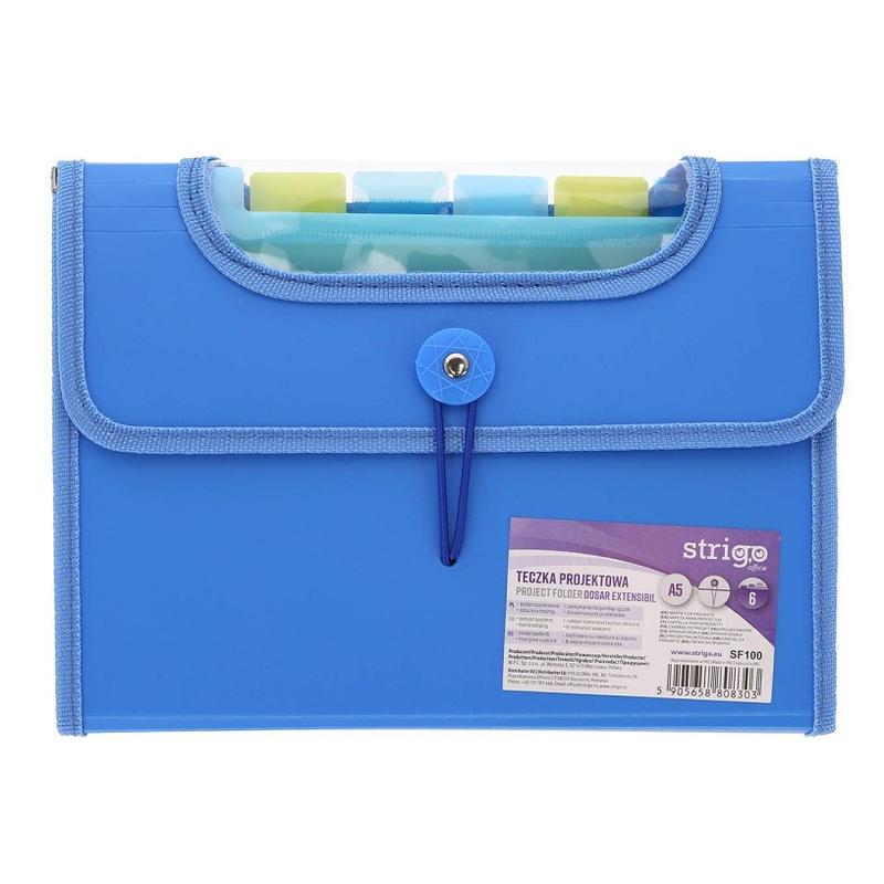 Teczka harmonijkowa  6  przegródkami  A-5 Strigo VFile PP - niebieska