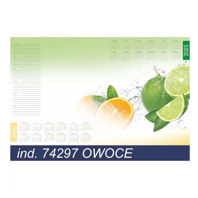 Podkład na biurko z listwą TYPOGRAF 580mm x 400mm OWOCE  74297