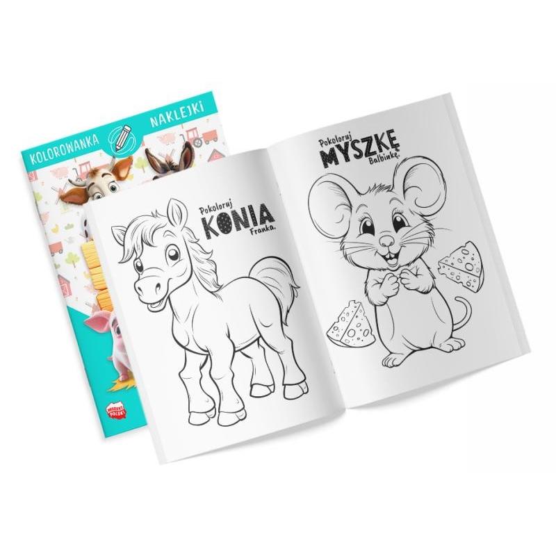 MARTEL Kolorowanka Zwierzątka NA WSI 16 stron + 30 naklejek