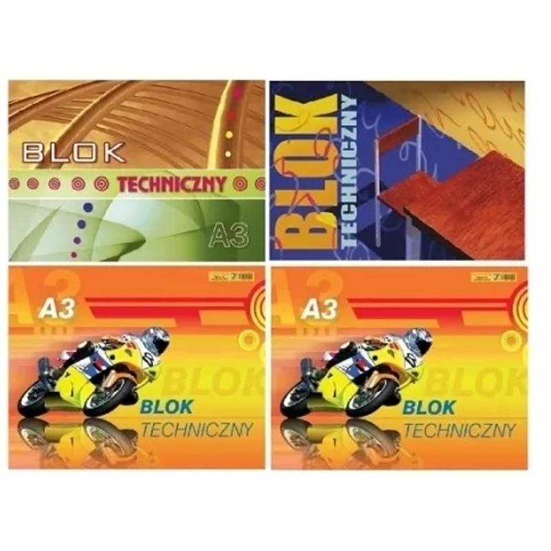Blok A3 Techniczny biały KRESKA 170g