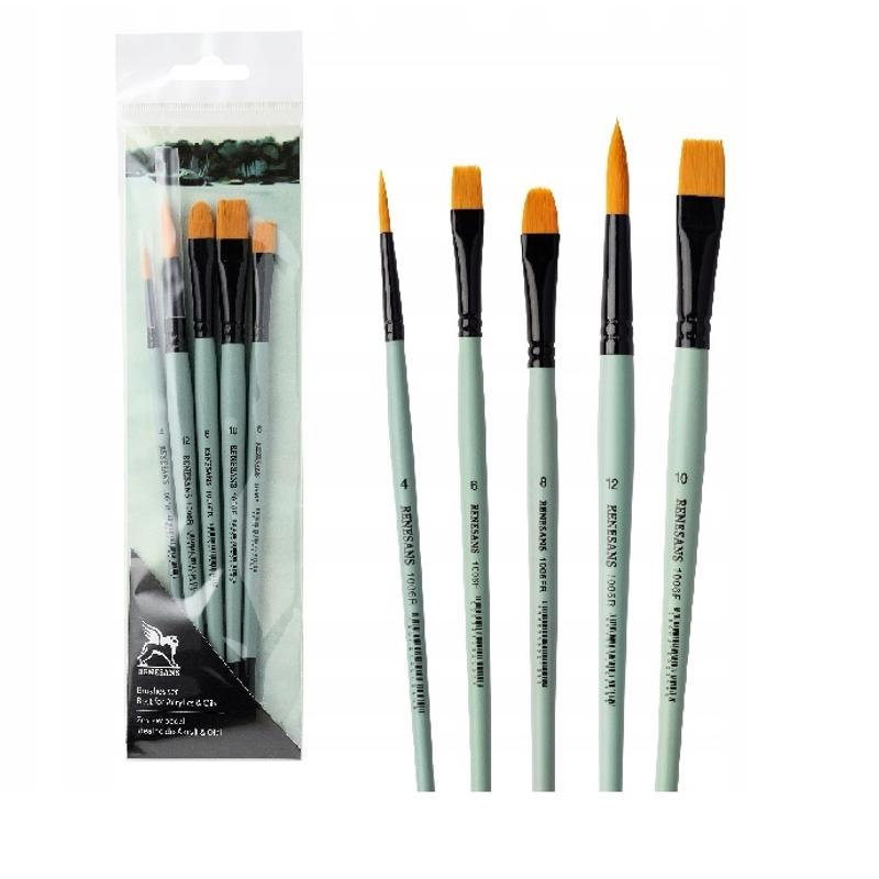 RENESANS Pędzel złoty, syntetyk - okrągły, rączka zielona  nr 4