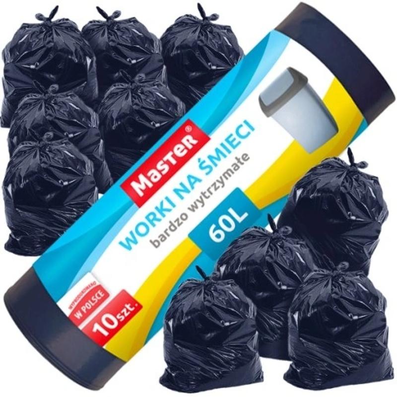 Worki   60l na odpady, czarne MASTER 10szt.