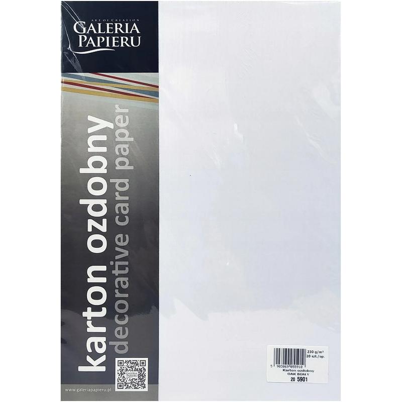 Papier wizytówkowy ozdobny GALERIA PAPIERU OAK  230g/20ark. biały 205901