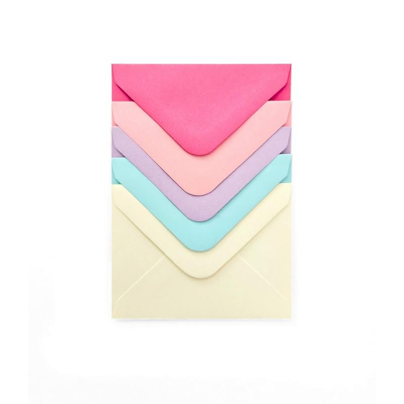 Koperta 70mm x 100mm  Gładki mix, róż i błękit a 10szt.  280452