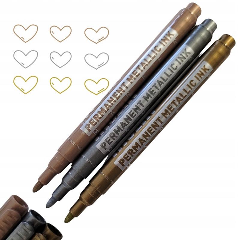 Marker VIVA metaliczny, permanentny - zestaw a'3szt. (złoty, srebrny, miedziany)