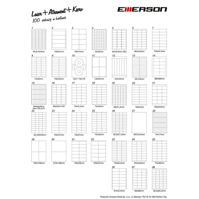 Etykieta  40 - EMERSON   52,5 x 29,6