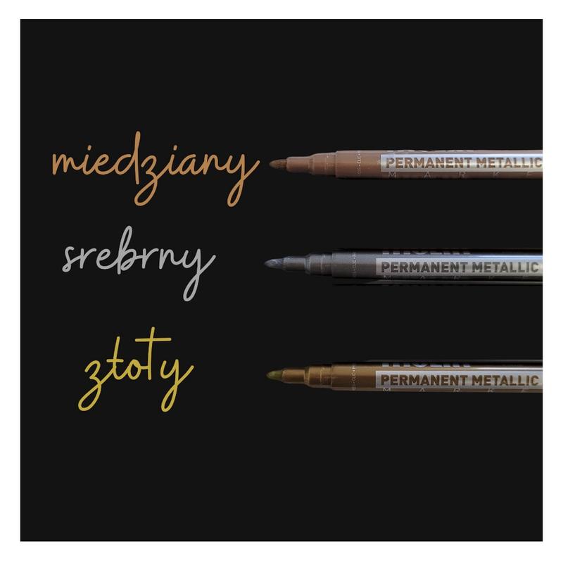 Marker VIVA metaliczny, permanentny - zestaw a'3szt. (złoty, srebrny, miedziany)