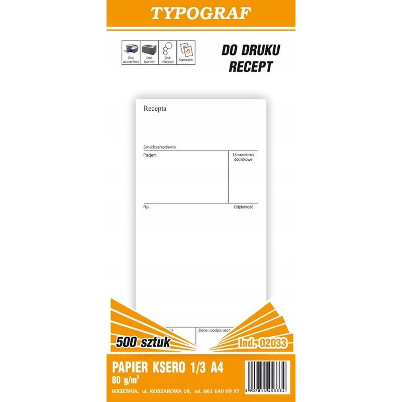 Papier ksero DL- RECEPTY 80g  a 500ark  02033