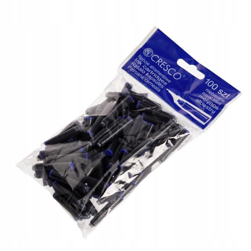 Naboje krótkie do piór CRESO 100 sztuk kolor niebieski