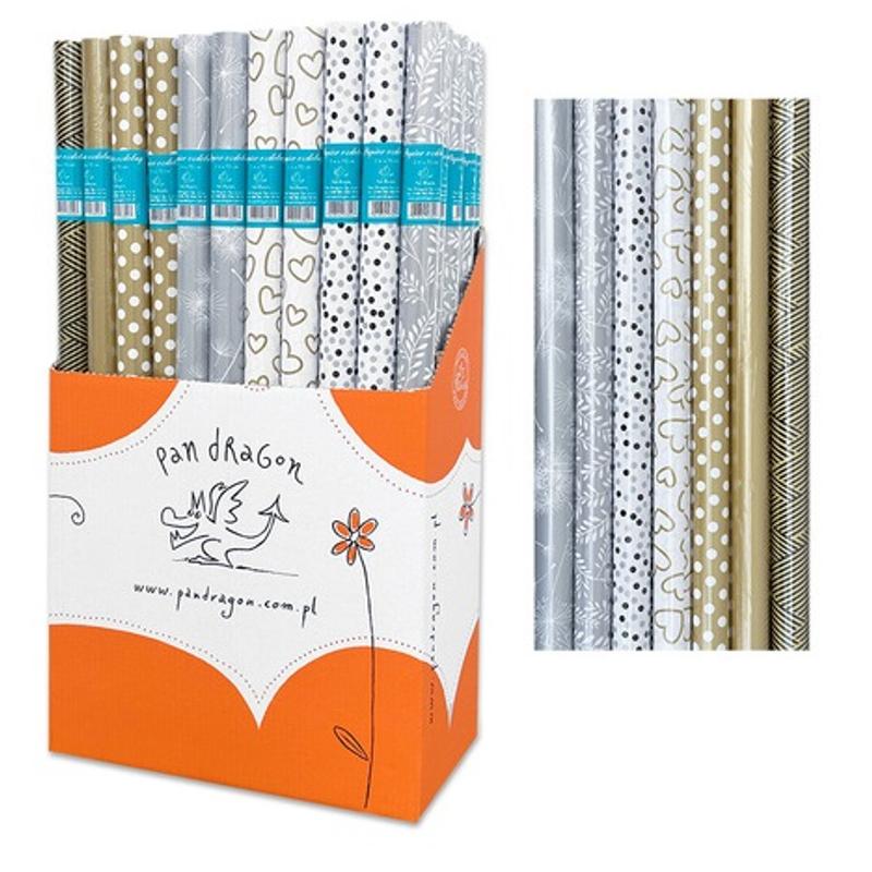 Papier ozdobny PAN DRAGON - do pakowania prezentów 200cm x 70cm PSW Gwiazdka  4955