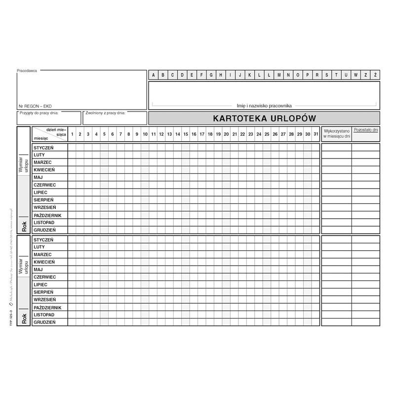 Druk Kartoteka urlopowa A5 525-3