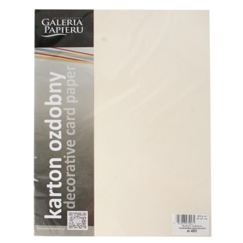 Papier wizytówkowy ozdobny GALERIA PAPIERU SAWANNA 200 g/ 20 ark. – kremowy 204802