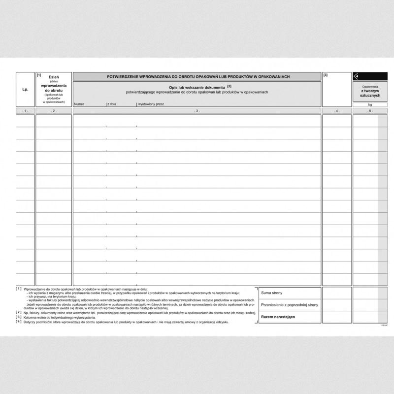 Druk Ewidencja masy wprowadzanych do obrotu opakowań S220-1