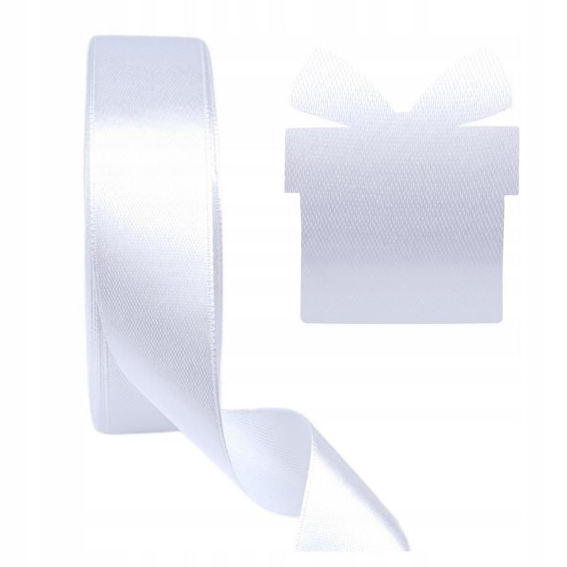 Wstążki satynowe 12mm/25m biały satynowy
