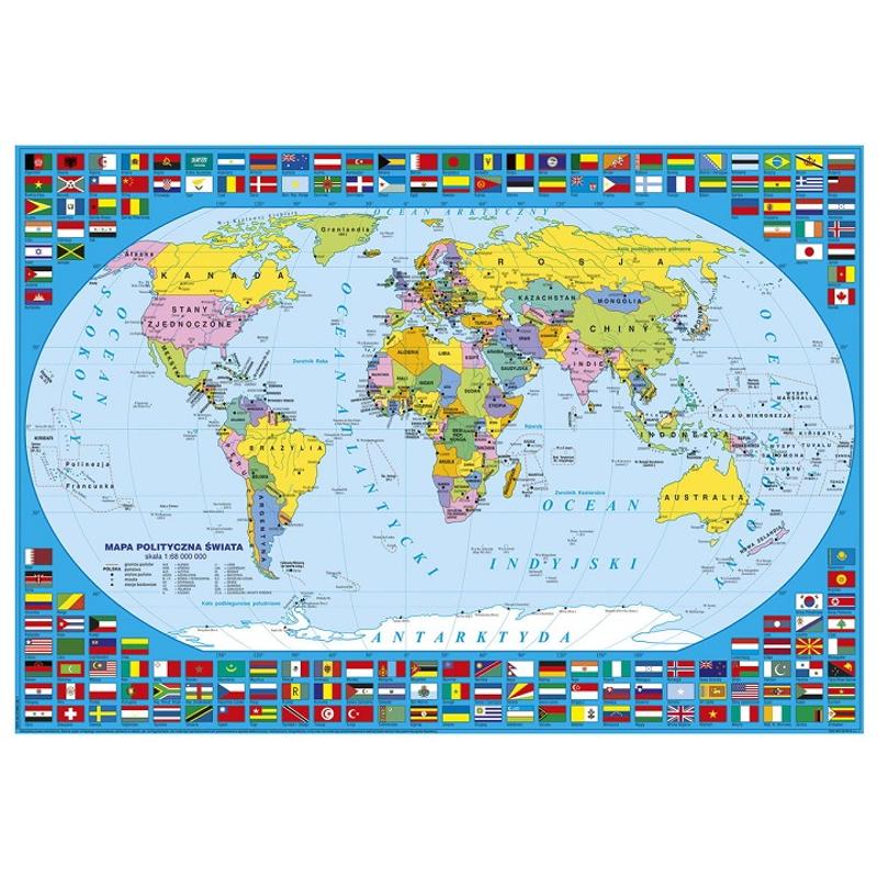 Podkład na biurko DERFORM laminowany A3+ wzór MAPA ŚWIATA