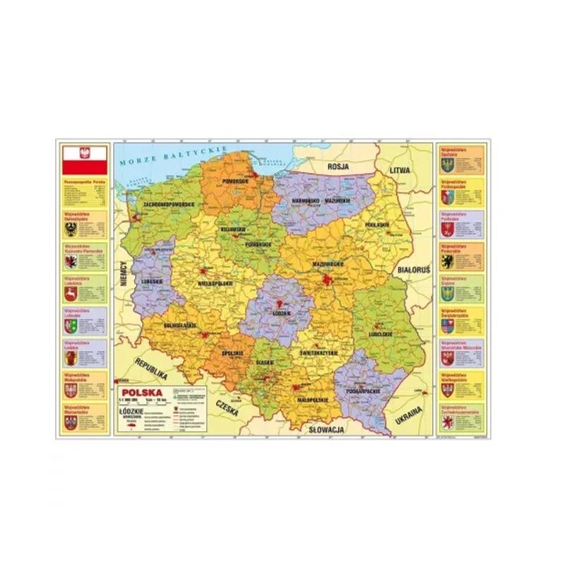 Podkład na biurko DERFORM laminowany A3+ wzór MAPA ADMINISTRACYJNA