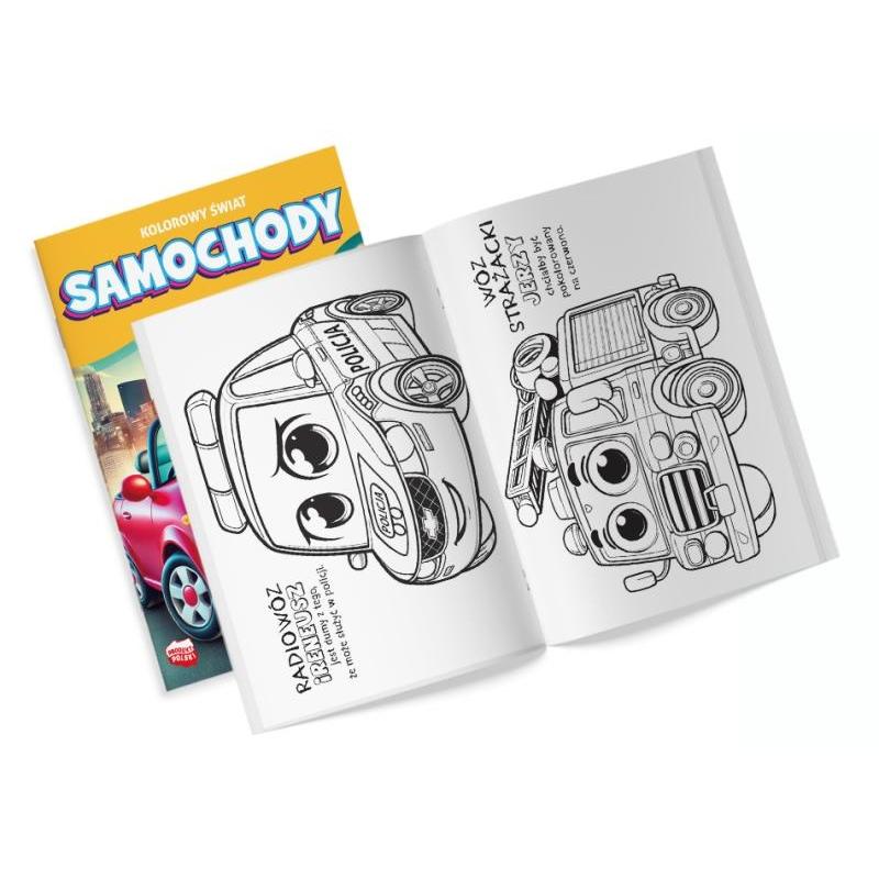 MARTEL Kolorowanka z naklejkami Kolorowy świat. Samochody 16 stron + naklejki