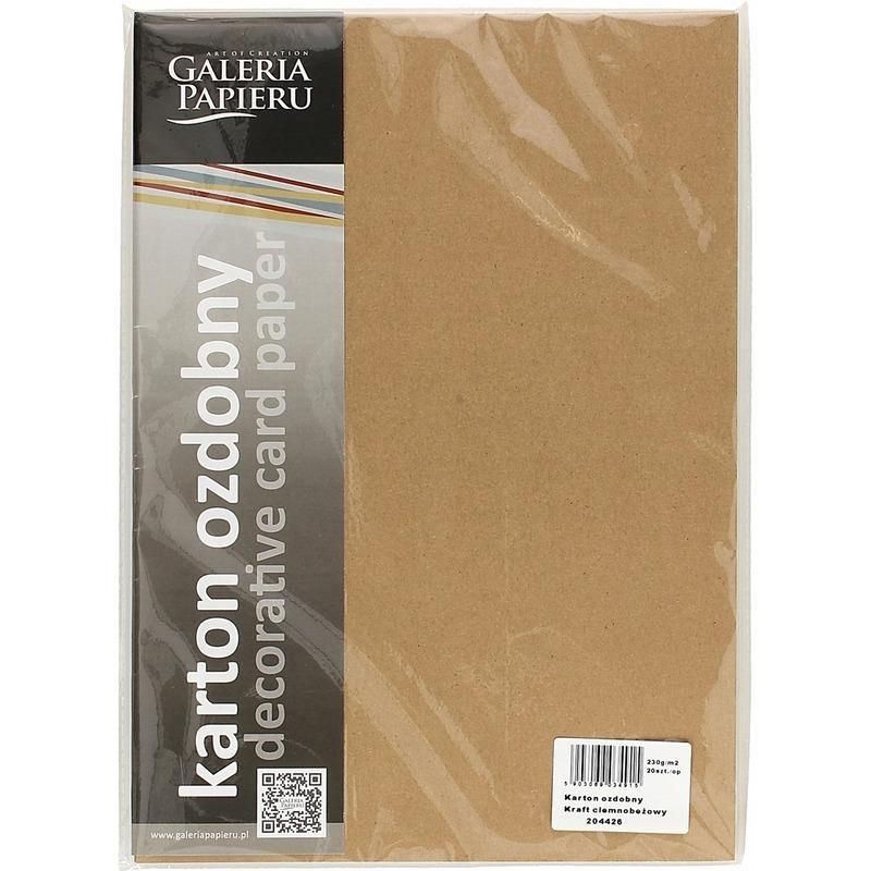 Papier wizytówkowy ozdobny GALERIA PAPIERU KRAFT jasnobrązowy 270g/m2  a 20ark. 204423