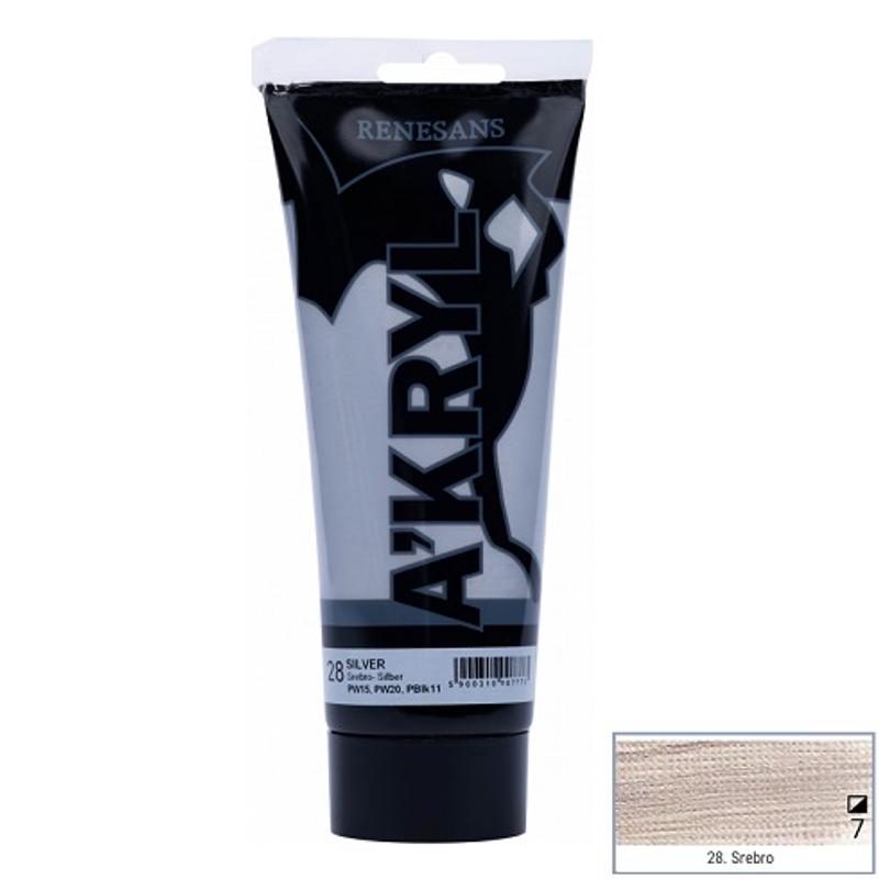 Farba akrylowa A’kryl RENESANS 200ml – srebrny