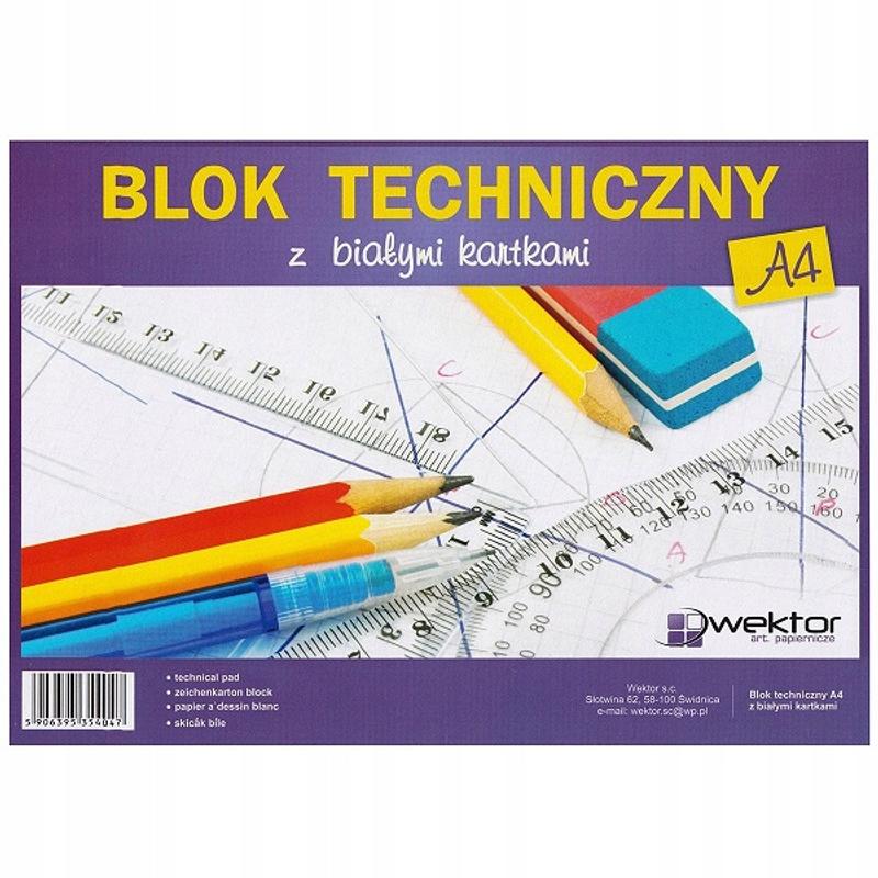 Blok A4 Techniczny biały WEKTOR 160g