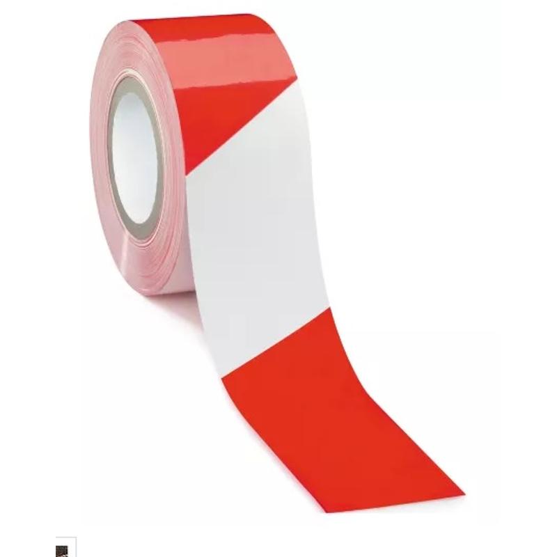 Taśma ostrzegawcza 48mm x 50m biało-czerwona samoprzylepna