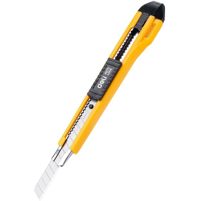 Nóż wysuwany DELI 9mm ostrze z blokadą żółty